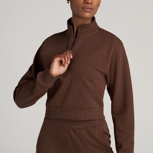 American Tall Wearever Fleece Cropped Garment Dye Half Zip Women's Tall Sweatshi